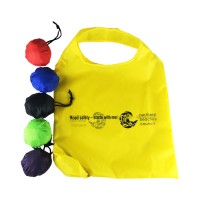 factory custom reusable 190t folding round ball shaped foldable grocery nylon polyester shopping bag